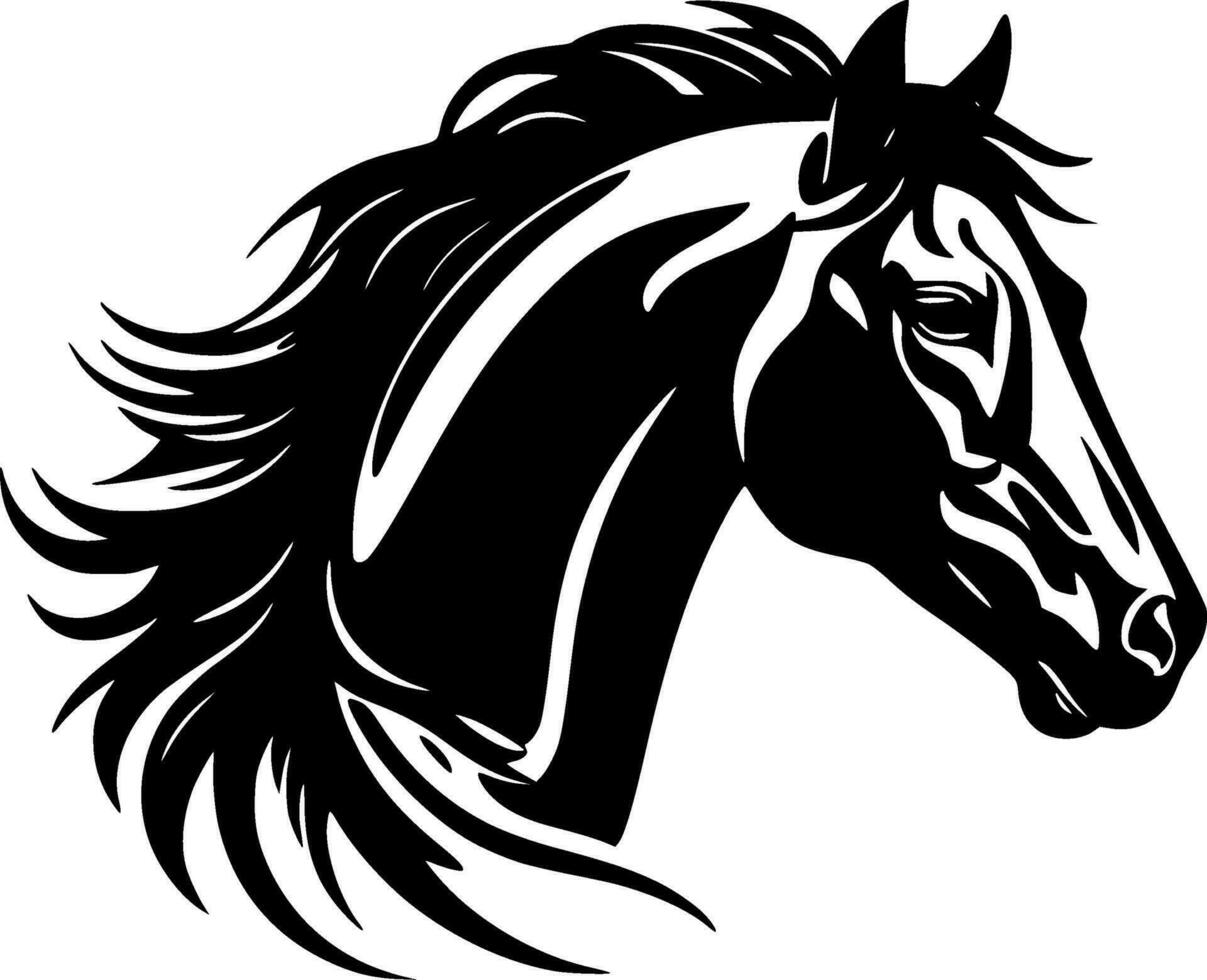 caballo - negro y blanco aislado icono - vector ilustración