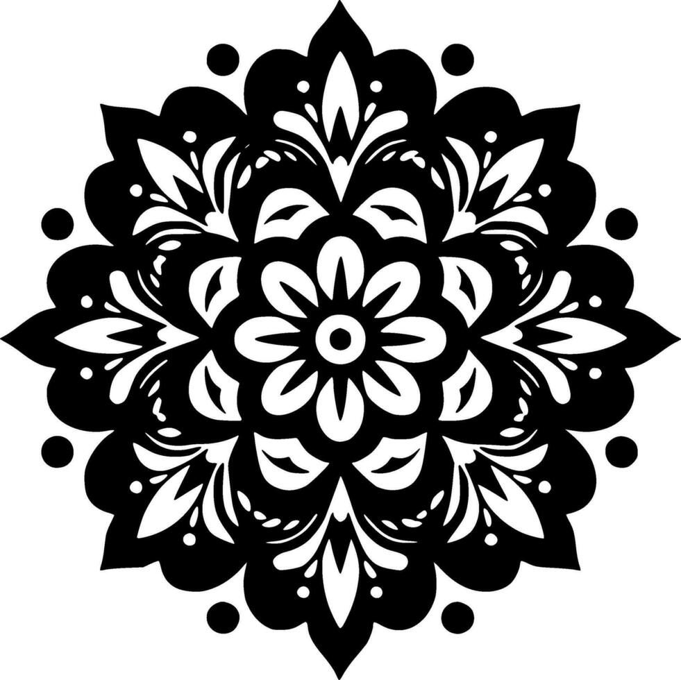 Mandala, Black and White Vector illustration