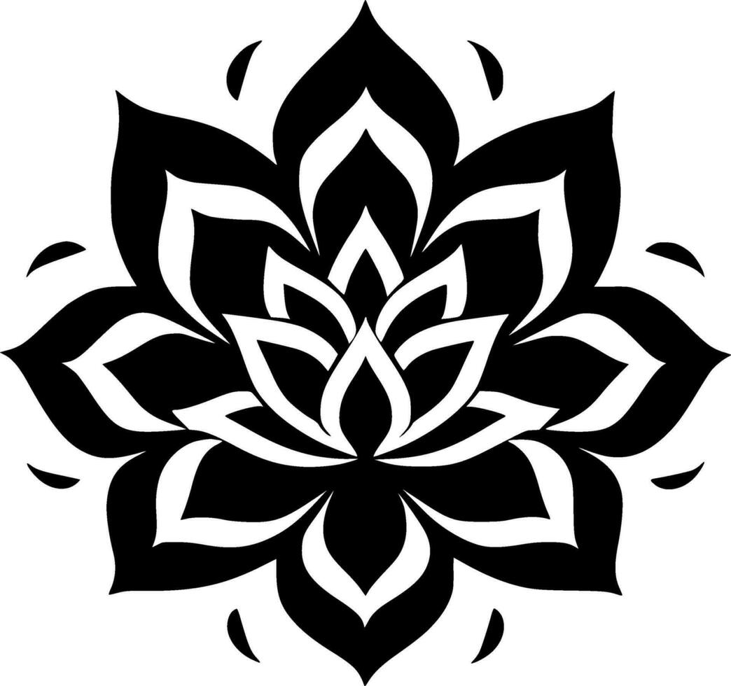 mandala - negro y blanco aislado icono - vector ilustración