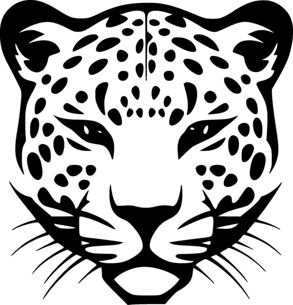 leopardo - negro y blanco aislado icono - vector ilustración