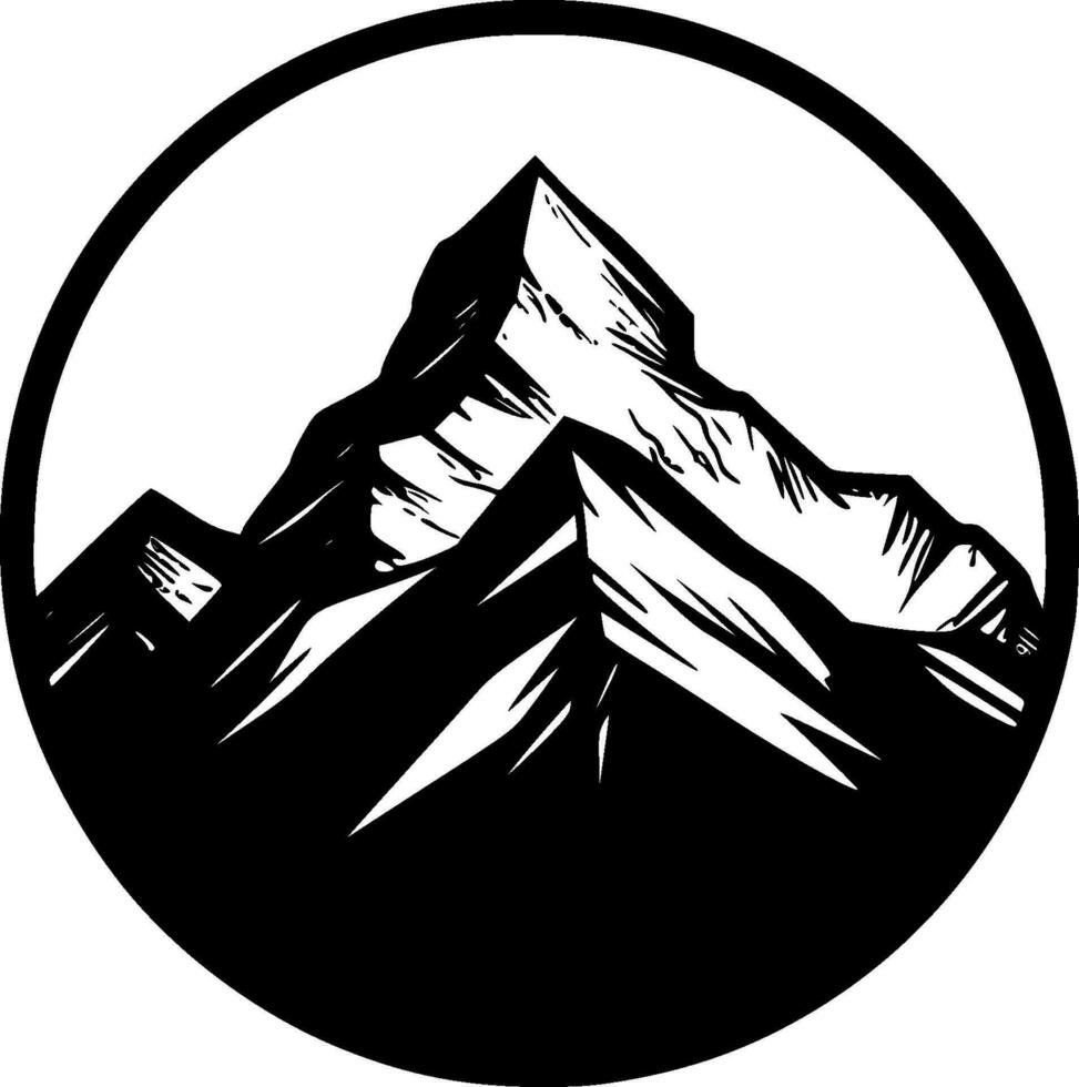 montañas - negro y blanco aislado icono - vector ilustración