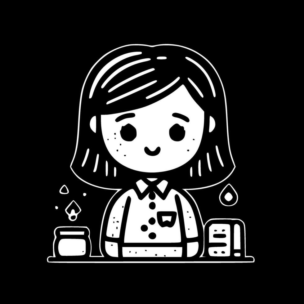 Teacher, Black and White Vector illustration