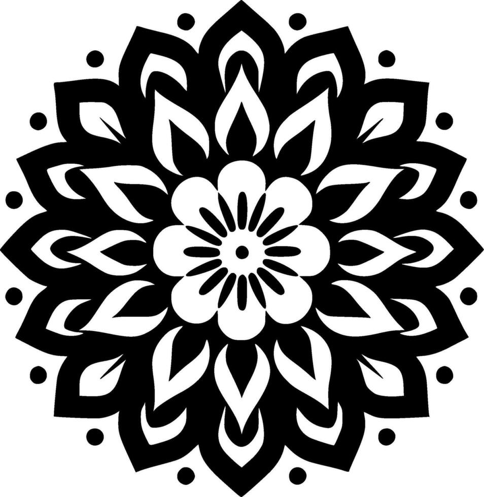 Mandala, Black and White Vector illustration