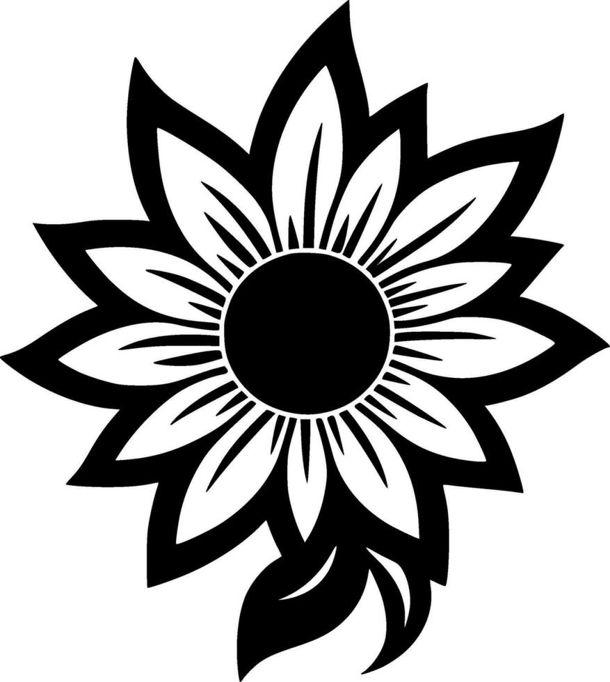 flor - negro y blanco aislado icono - vector ilustración