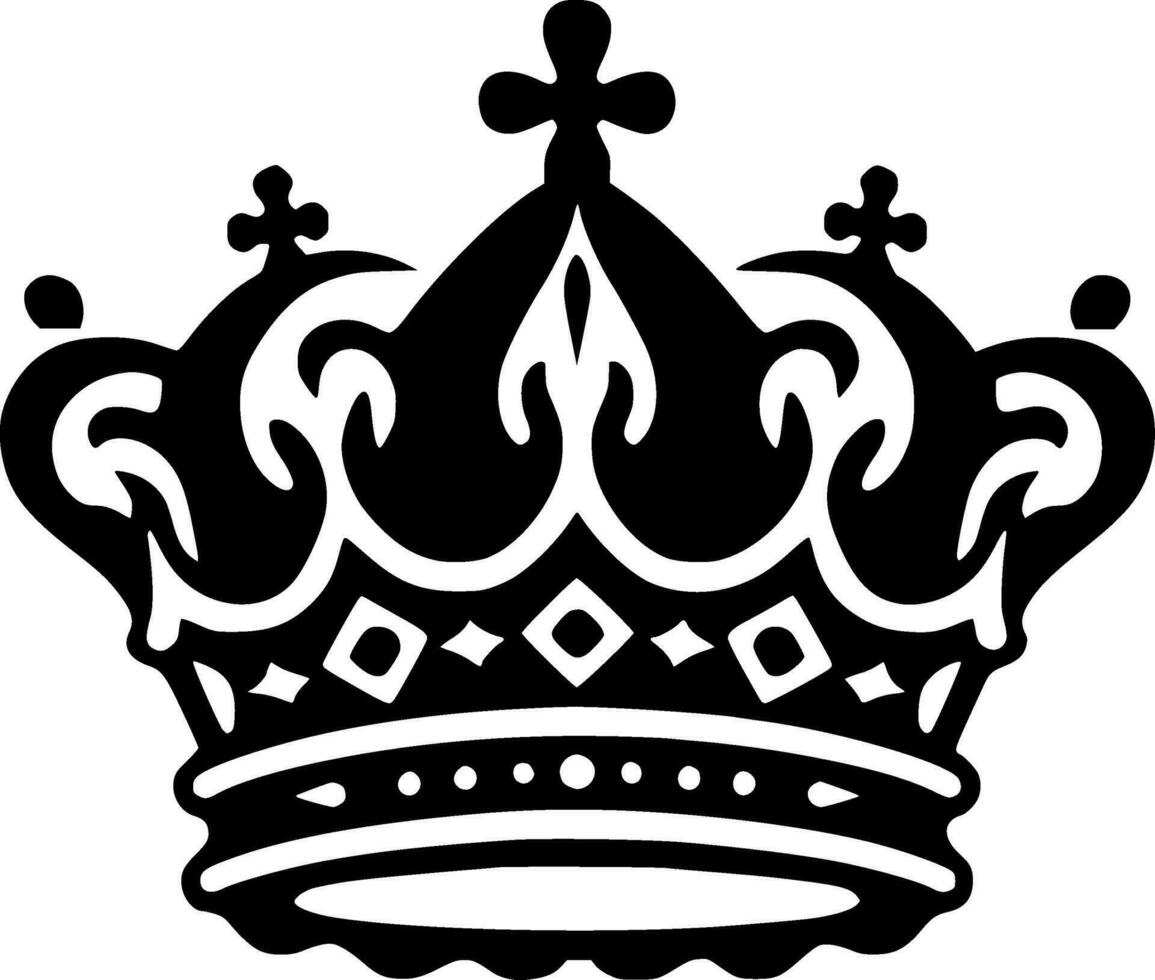 Crown - Black and White Isolated Icon - Vector illustration