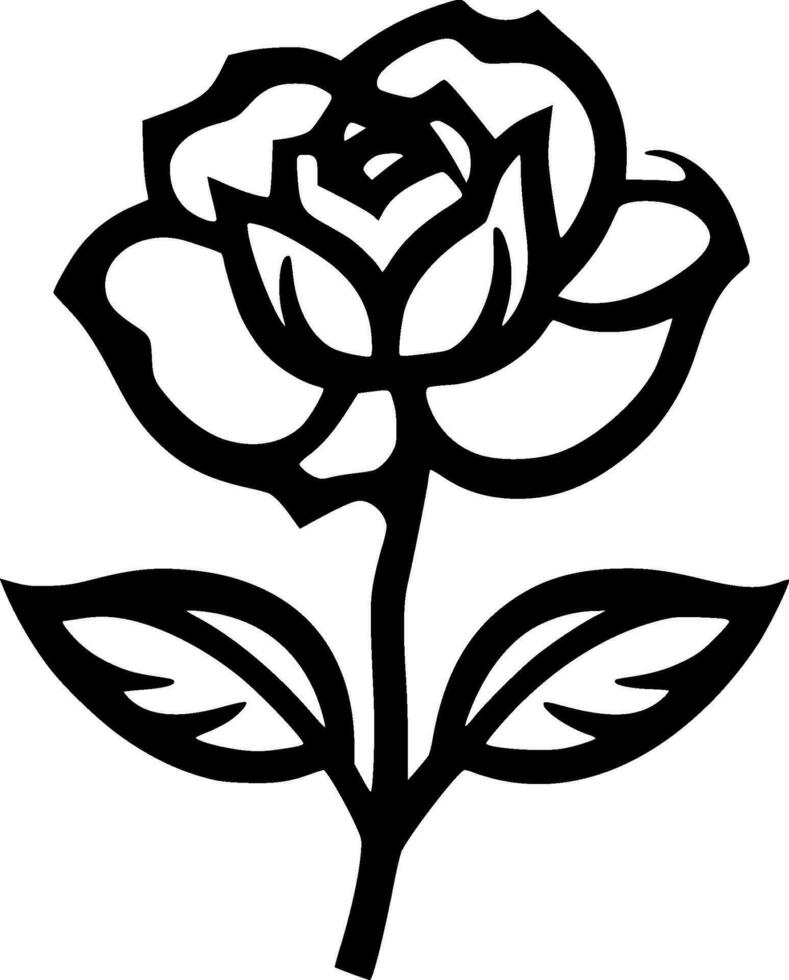 Flower - Black and White Isolated Icon - Vector illustration