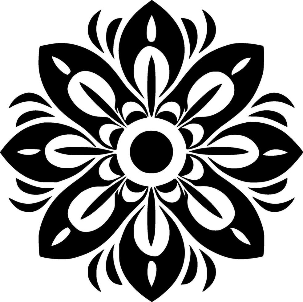 Mandala - Black and White Isolated Icon - Vector illustration