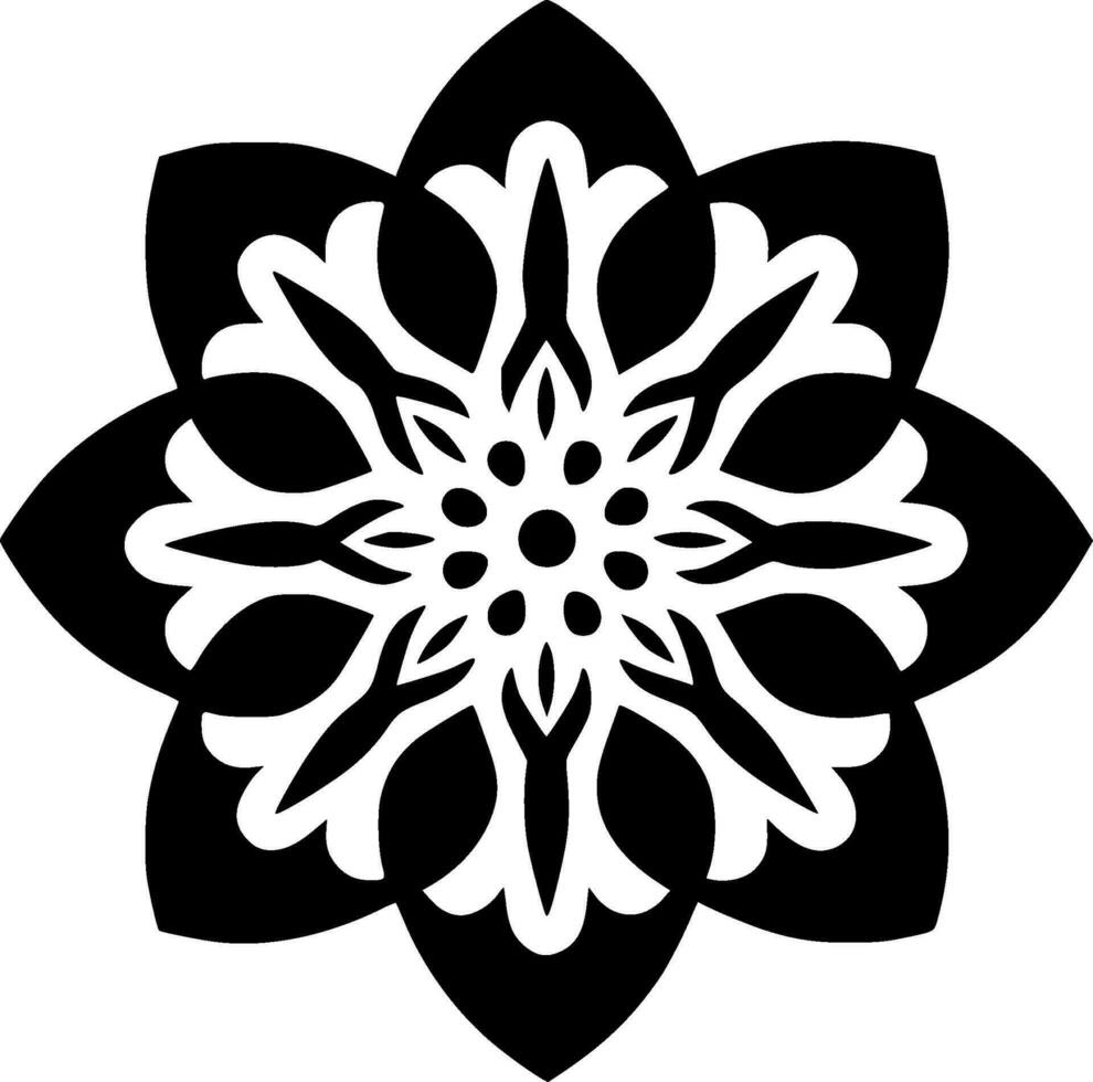Mandala - Black and White Isolated Icon - Vector illustration
