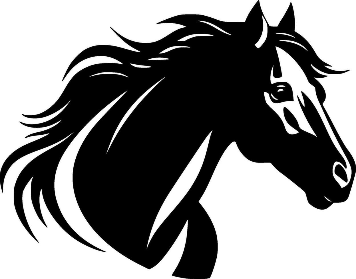 caballo - negro y blanco aislado icono - vector ilustración