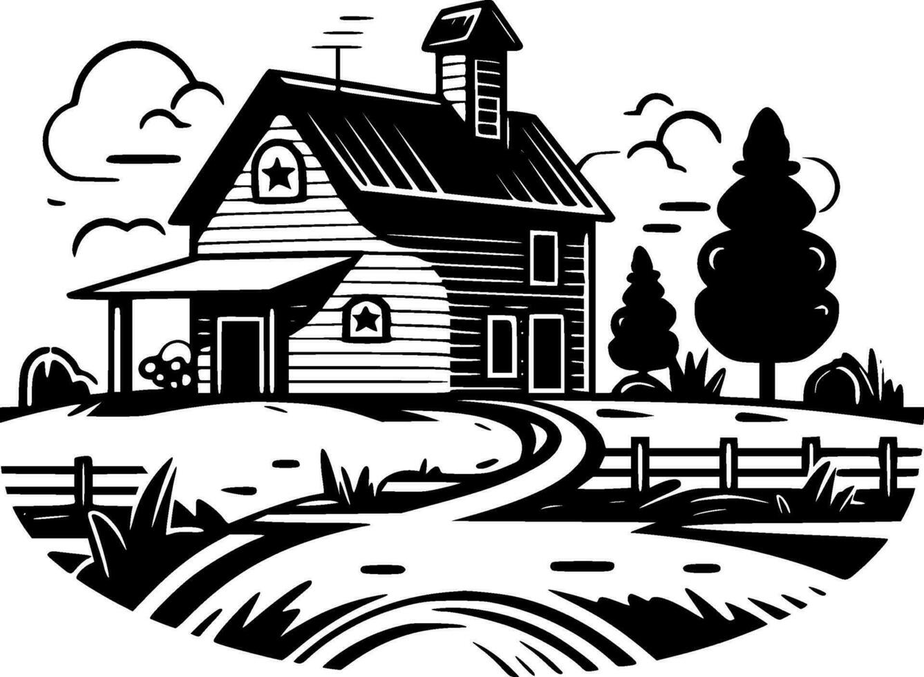 Farmhouse, Minimalist and Simple Silhouette - Vector illustration