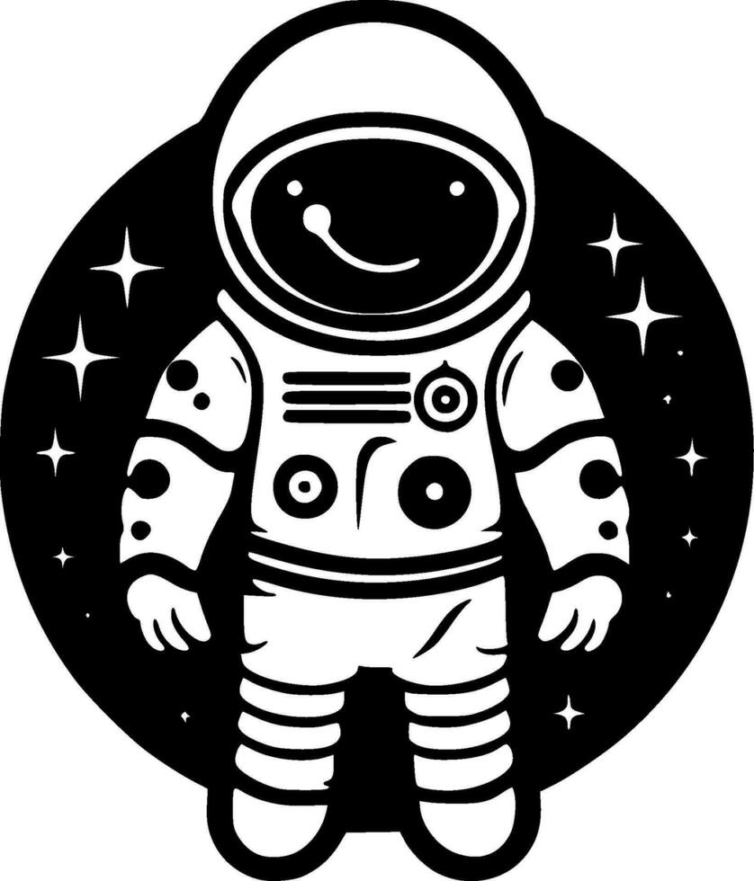 astronauta - negro y blanco aislado icono - vector ilustración