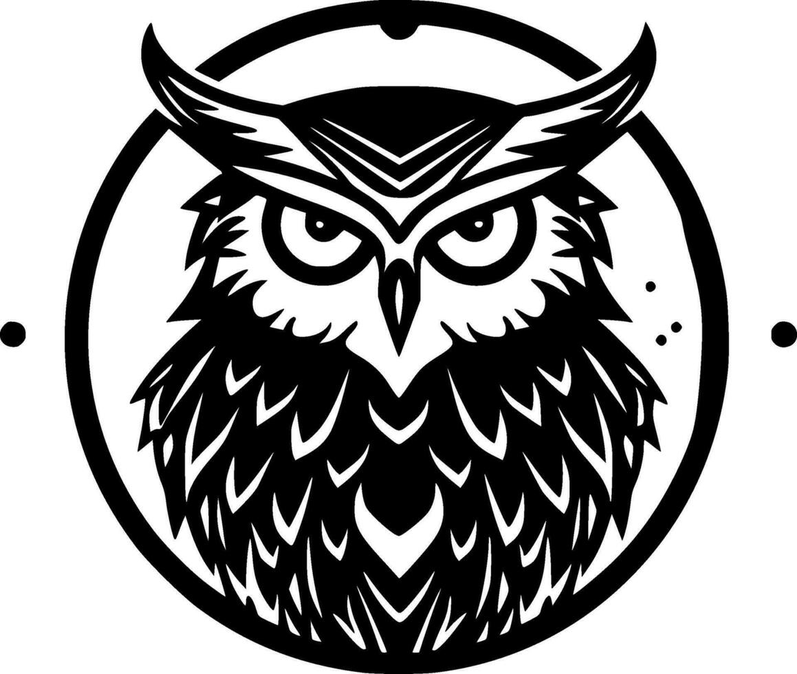 Owl - Black and White Isolated Icon - Vector illustration