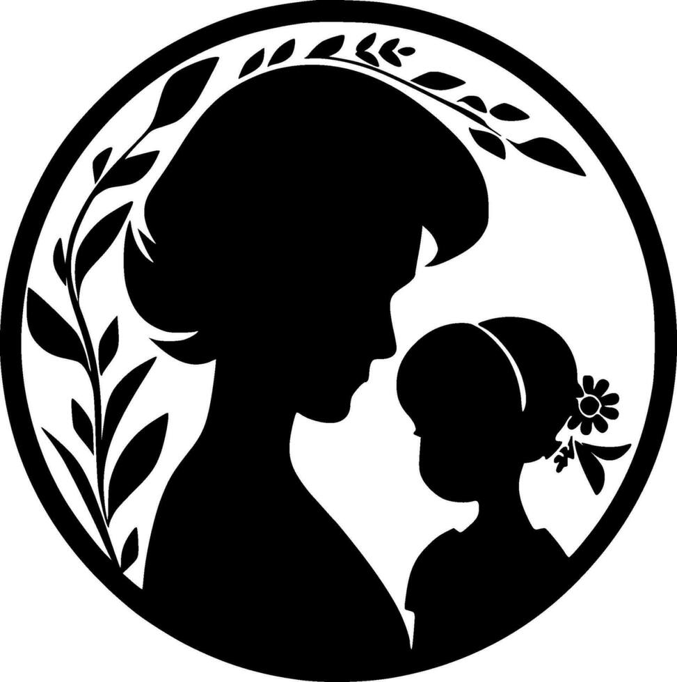 Mom, Black and White Vector illustration