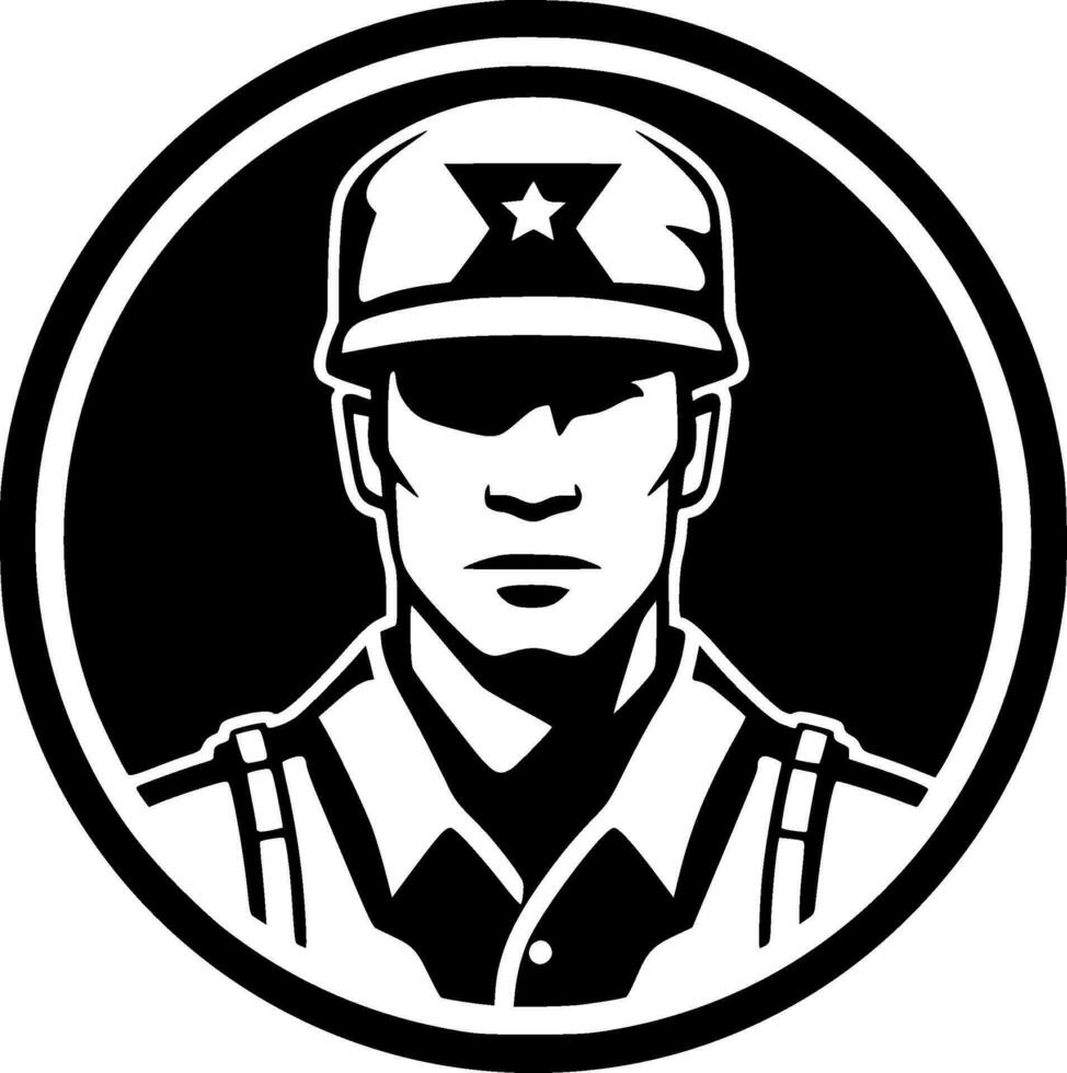 militar, negro y blanco vector ilustración