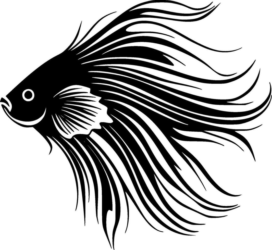 Beta Fish - Black and White Isolated Icon - Vector illustration