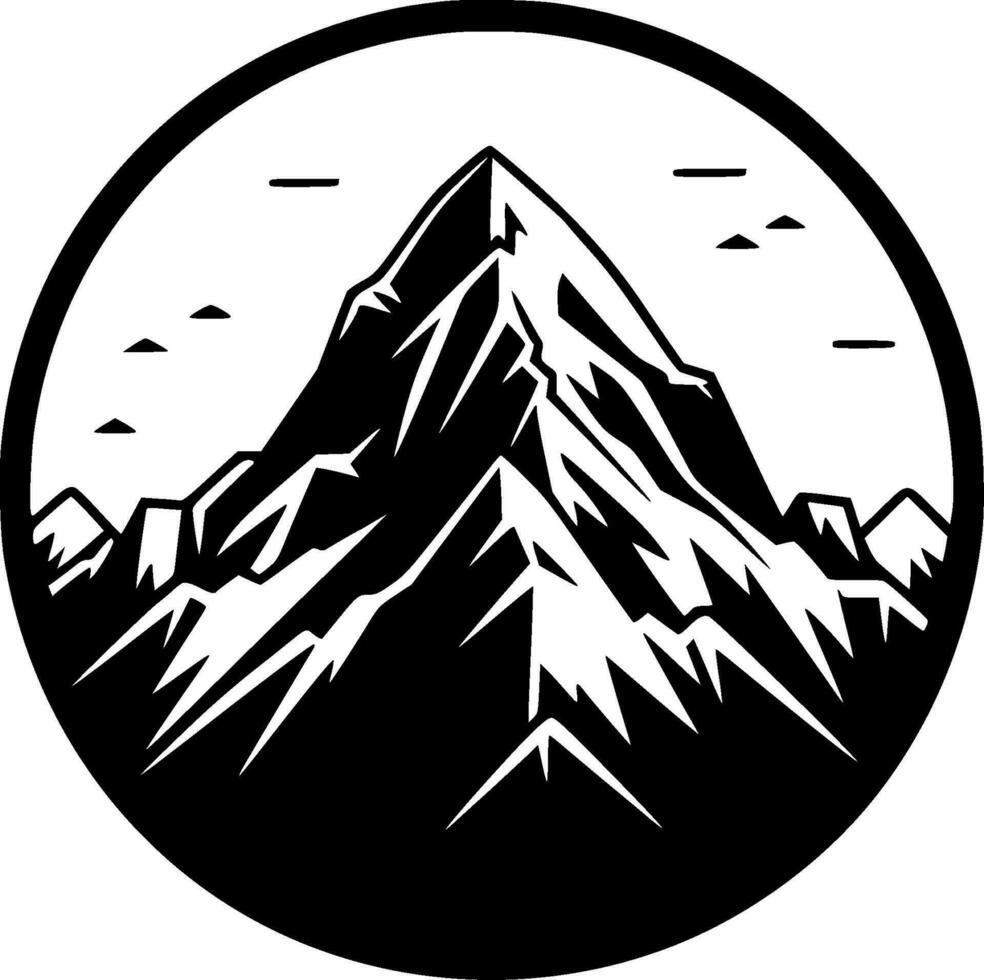 Mountain - Black and White Isolated Icon - Vector illustration