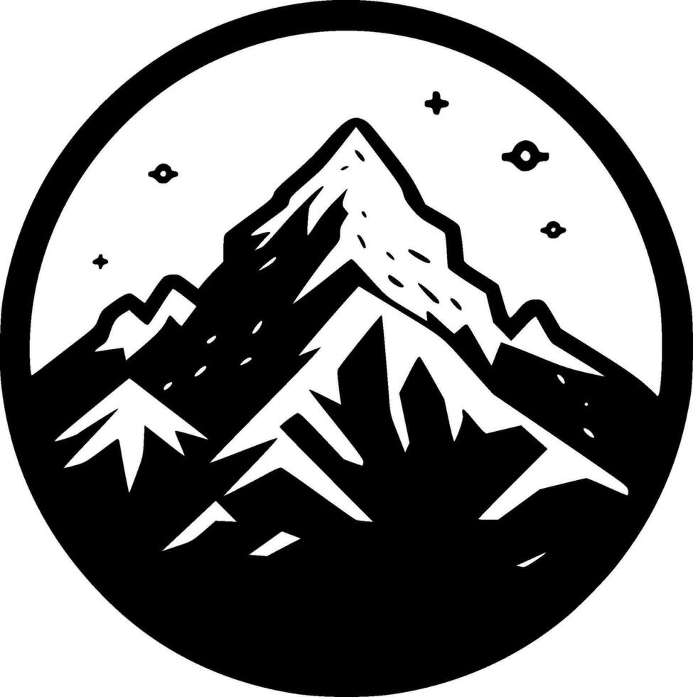 Mountain Range - Black and White Isolated Icon - Vector illustration