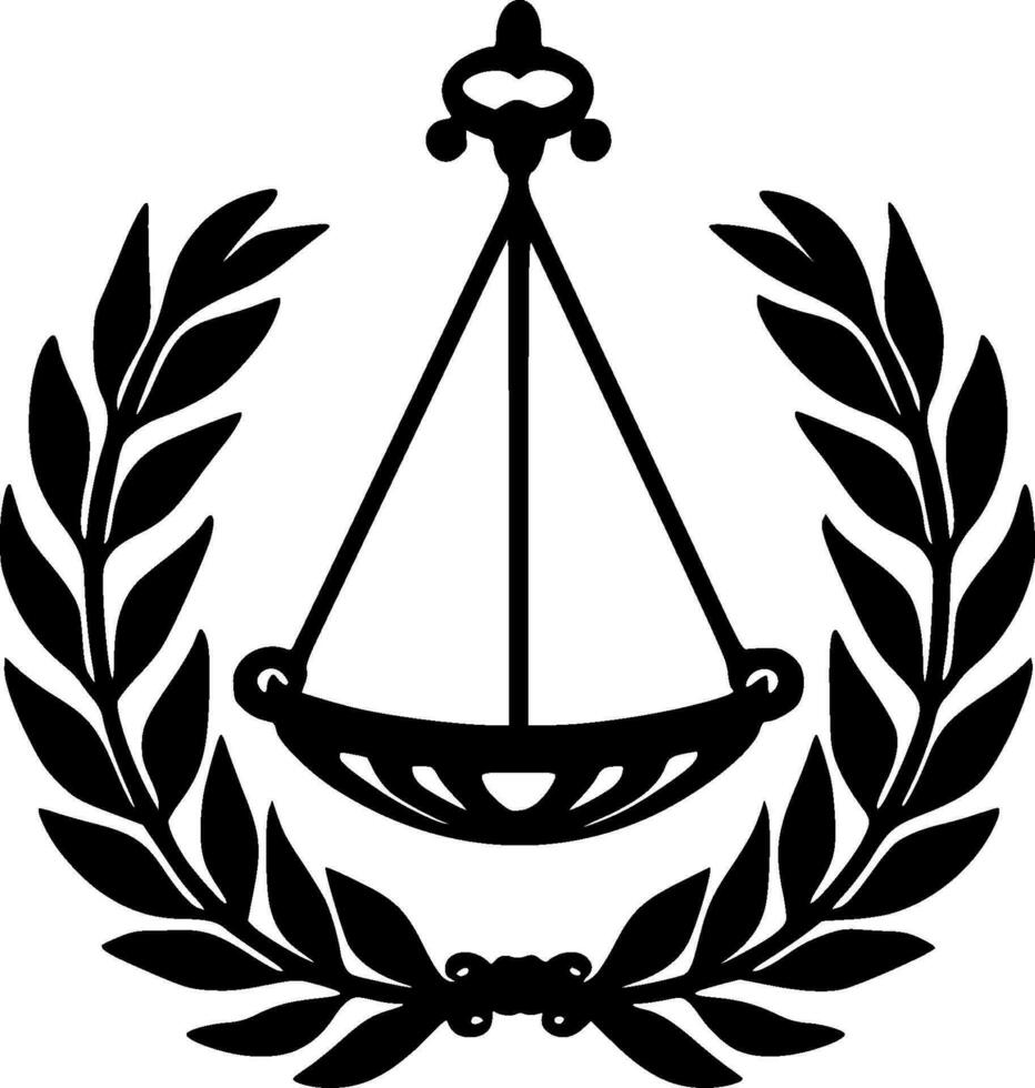 Justice - Black and White Isolated Icon - Vector illustration