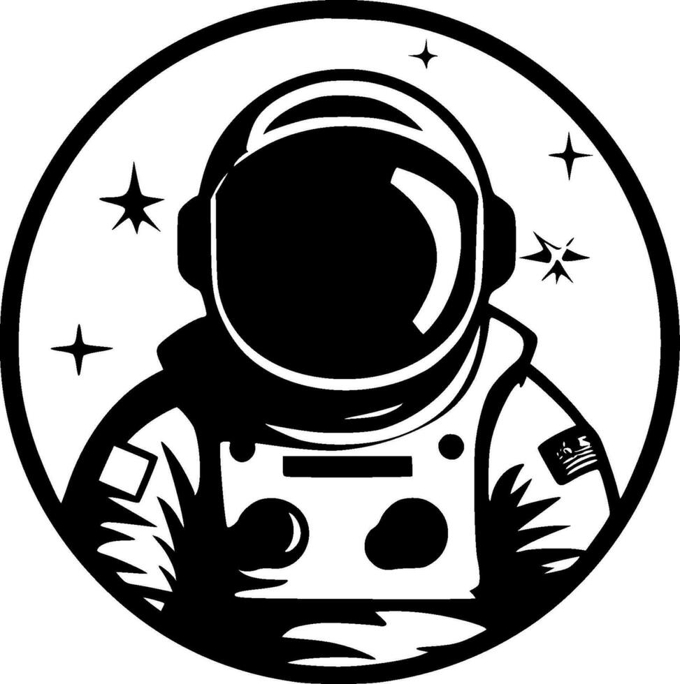 Astronaut, Black and White Vector illustration