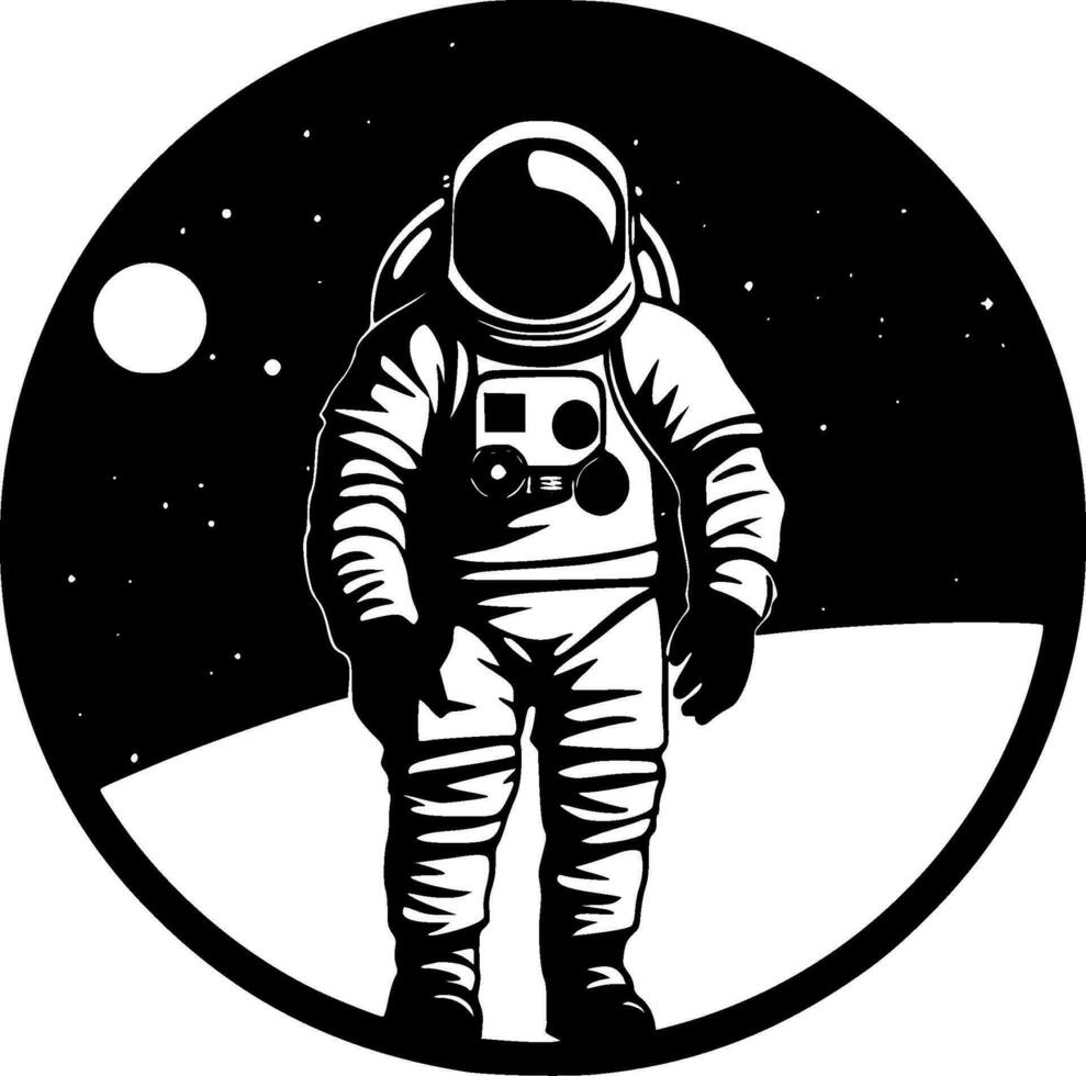 Astronaut, Black and White Vector illustration