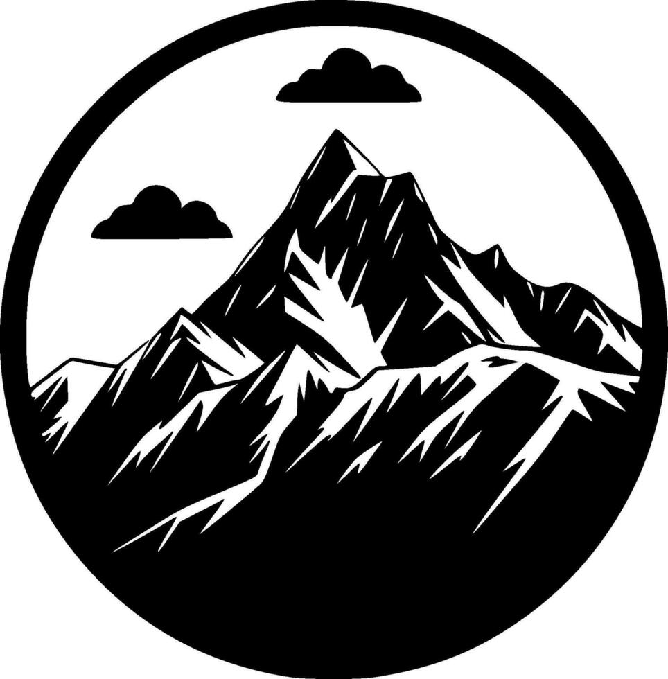 Mountain Range, Black and White Vector illustration