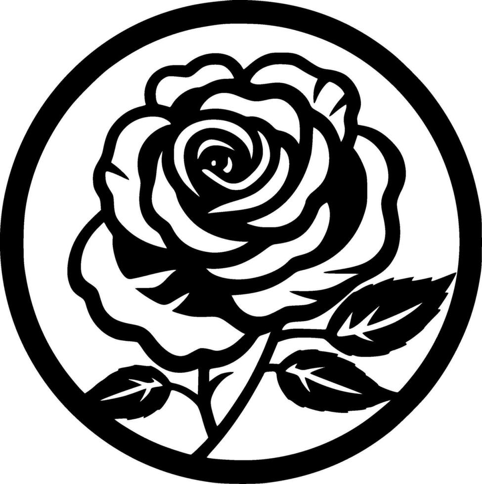 flor - negro y blanco aislado icono - vector ilustración