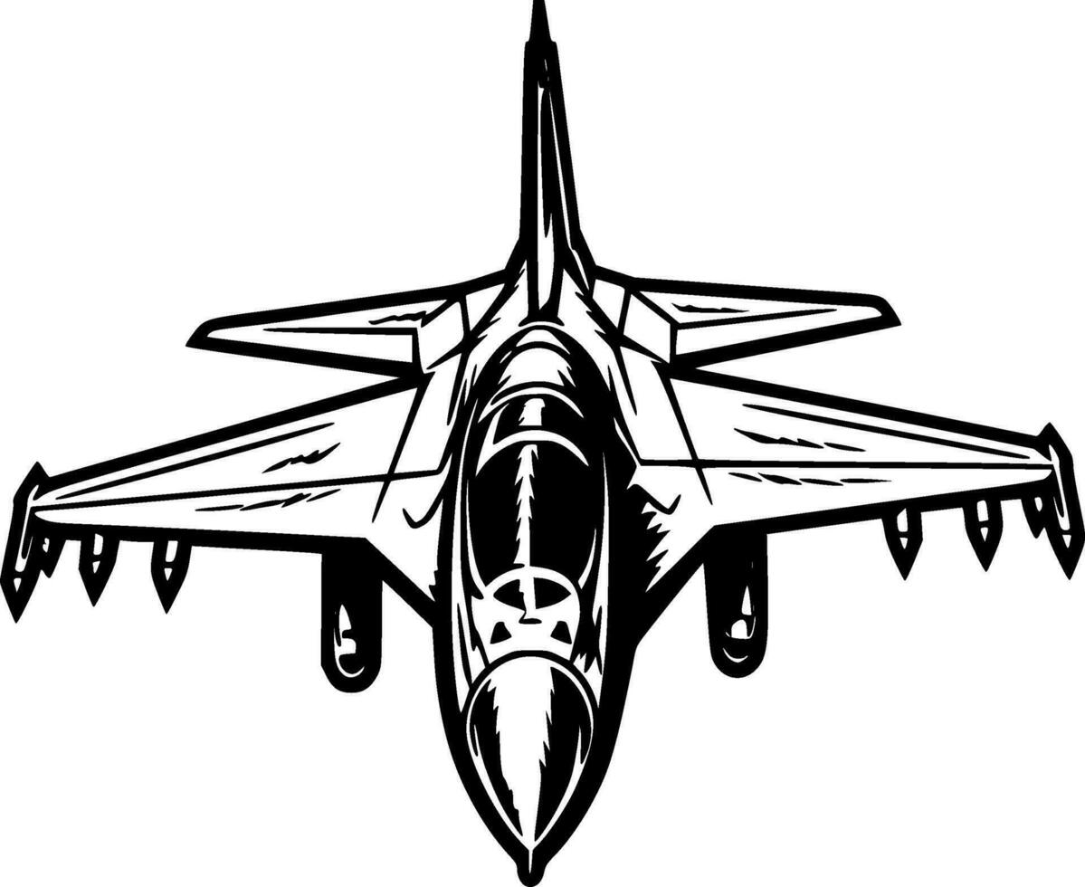 Fighter Jet, Minimalist and Simple Silhouette - Vector illustration