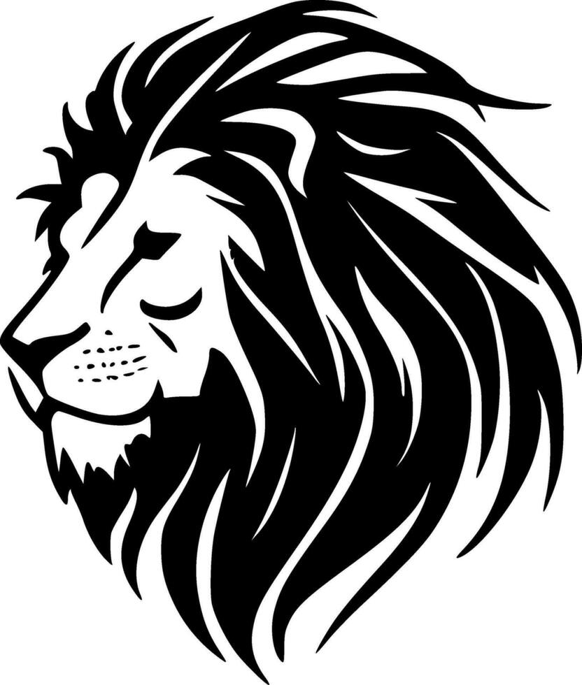 Lion - Black and White Isolated Icon - Vector illustration