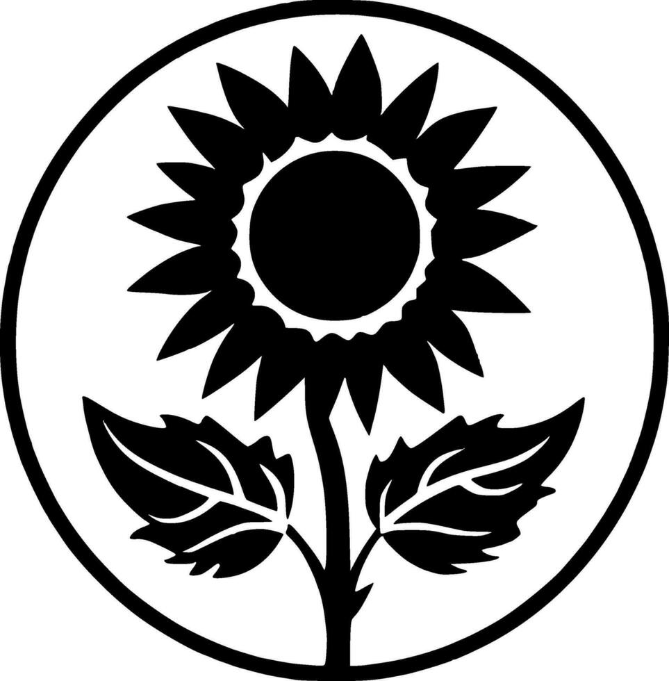 Flower - Black and White Isolated Icon - Vector illustration