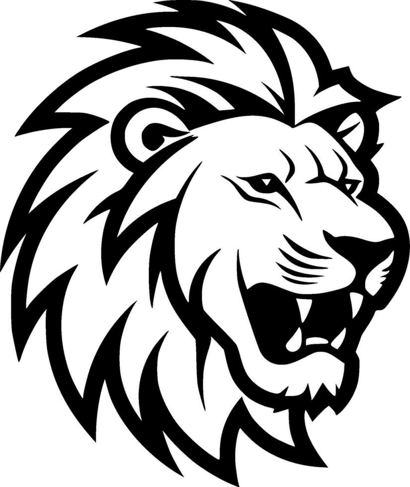 Lion, Black and White Vector illustration