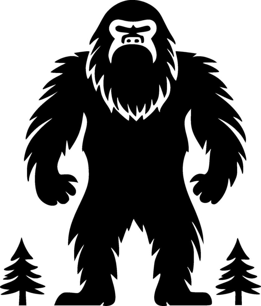 Bigfoot, Black and White Vector illustration