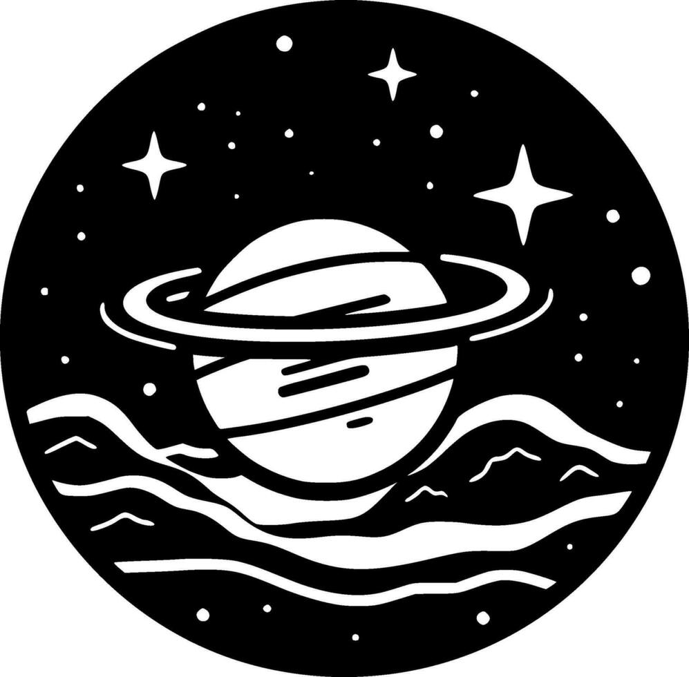 galaxia - negro y blanco aislado icono - vector ilustración