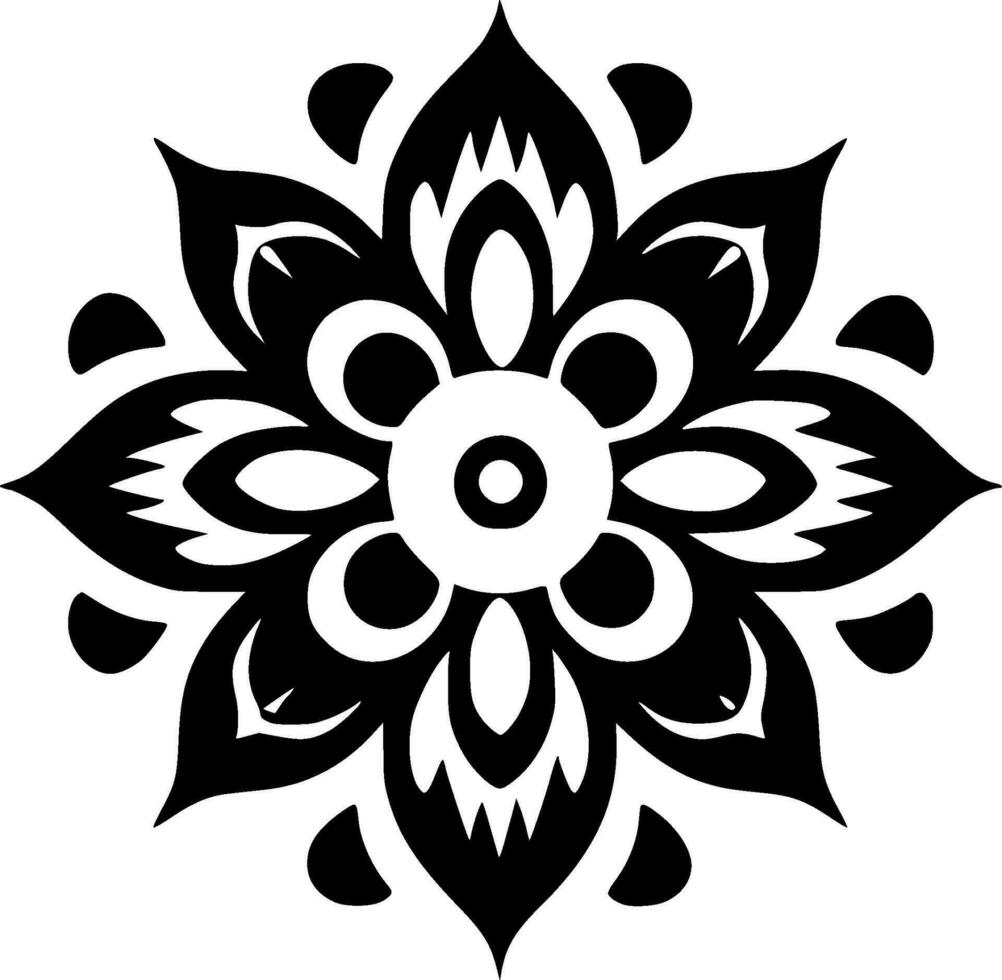 Mandala, Black and White Vector illustration