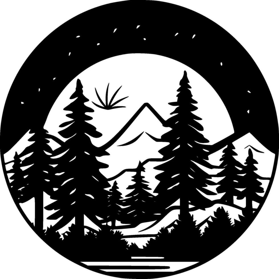 Forest - Black and White Isolated Icon - Vector illustration 26708605