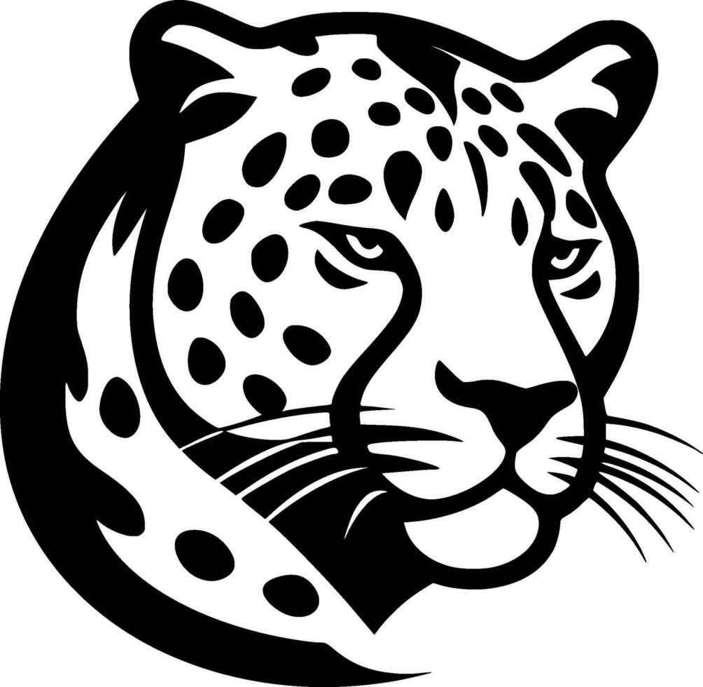 leopardo - negro y blanco aislado icono - vector ilustración