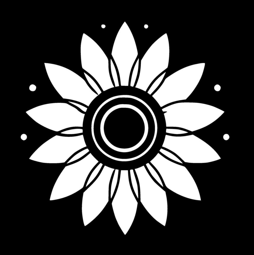 Flower, Black and White Vector illustration