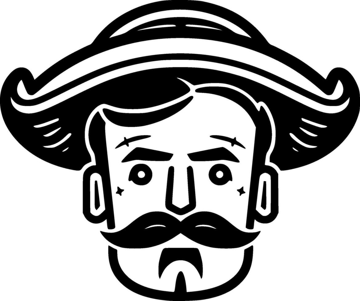 Mexican, Black and White Vector illustration