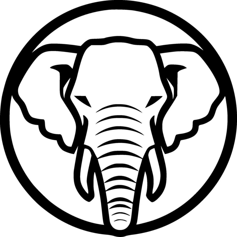 Elephant - Black and White Isolated Icon - Vector illustration