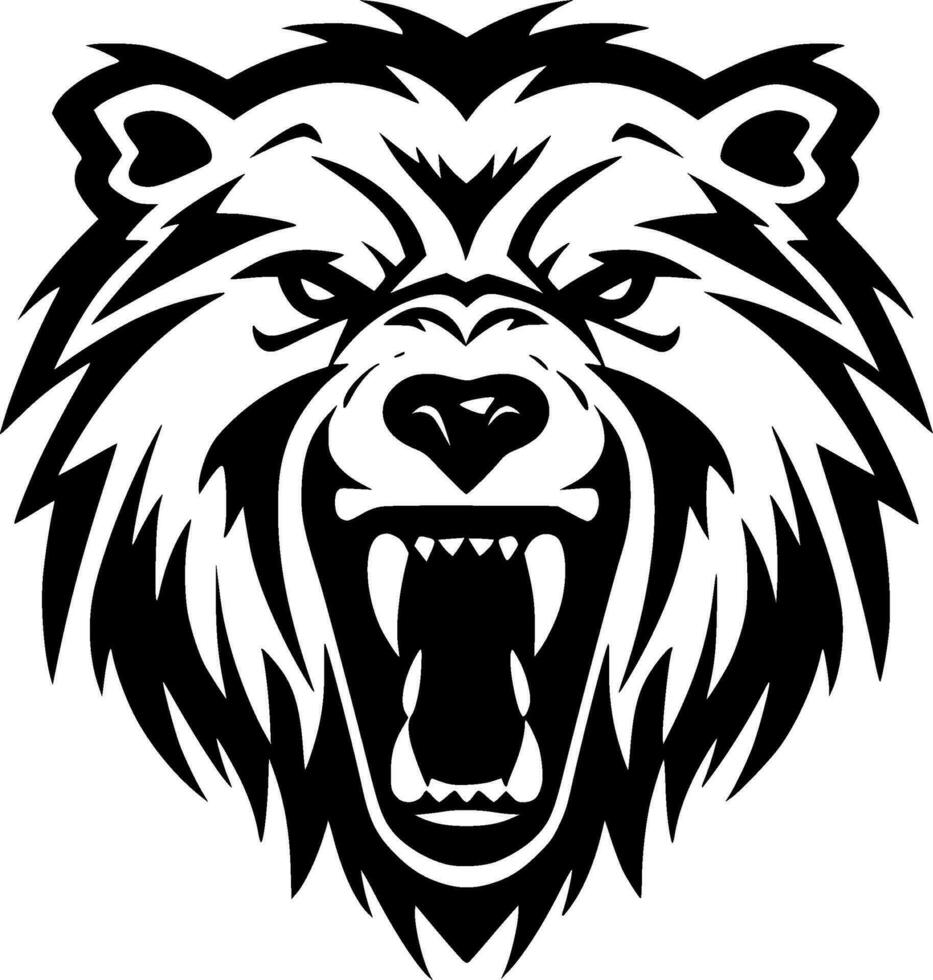 Bear, Black and White Vector illustration