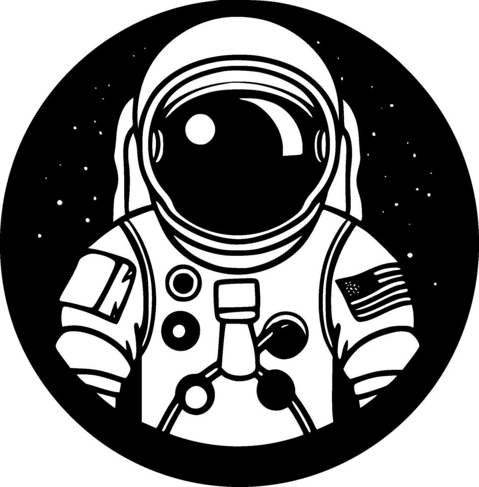 astronauta - negro y blanco aislado icono - vector ilustración