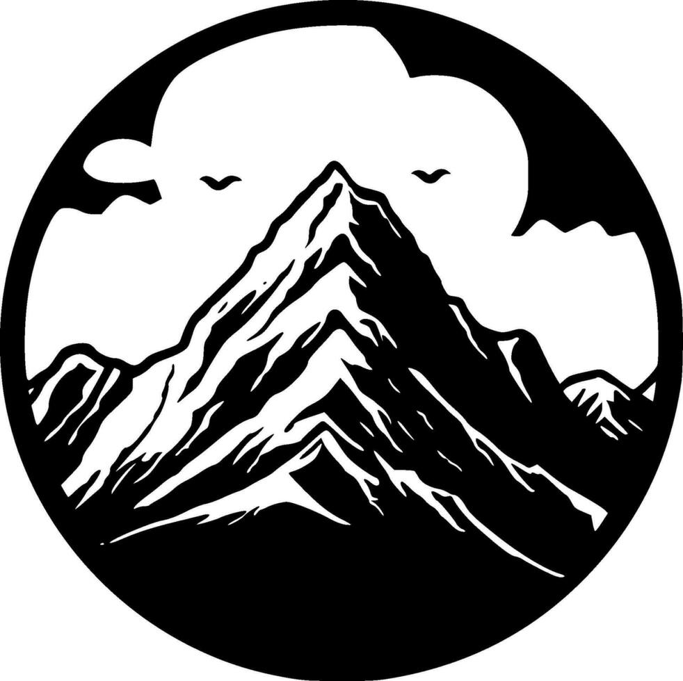 Mountain - Black and White Isolated Icon - Vector illustration