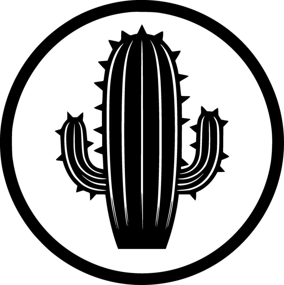 cactus - negro y blanco aislado icono - vector ilustración