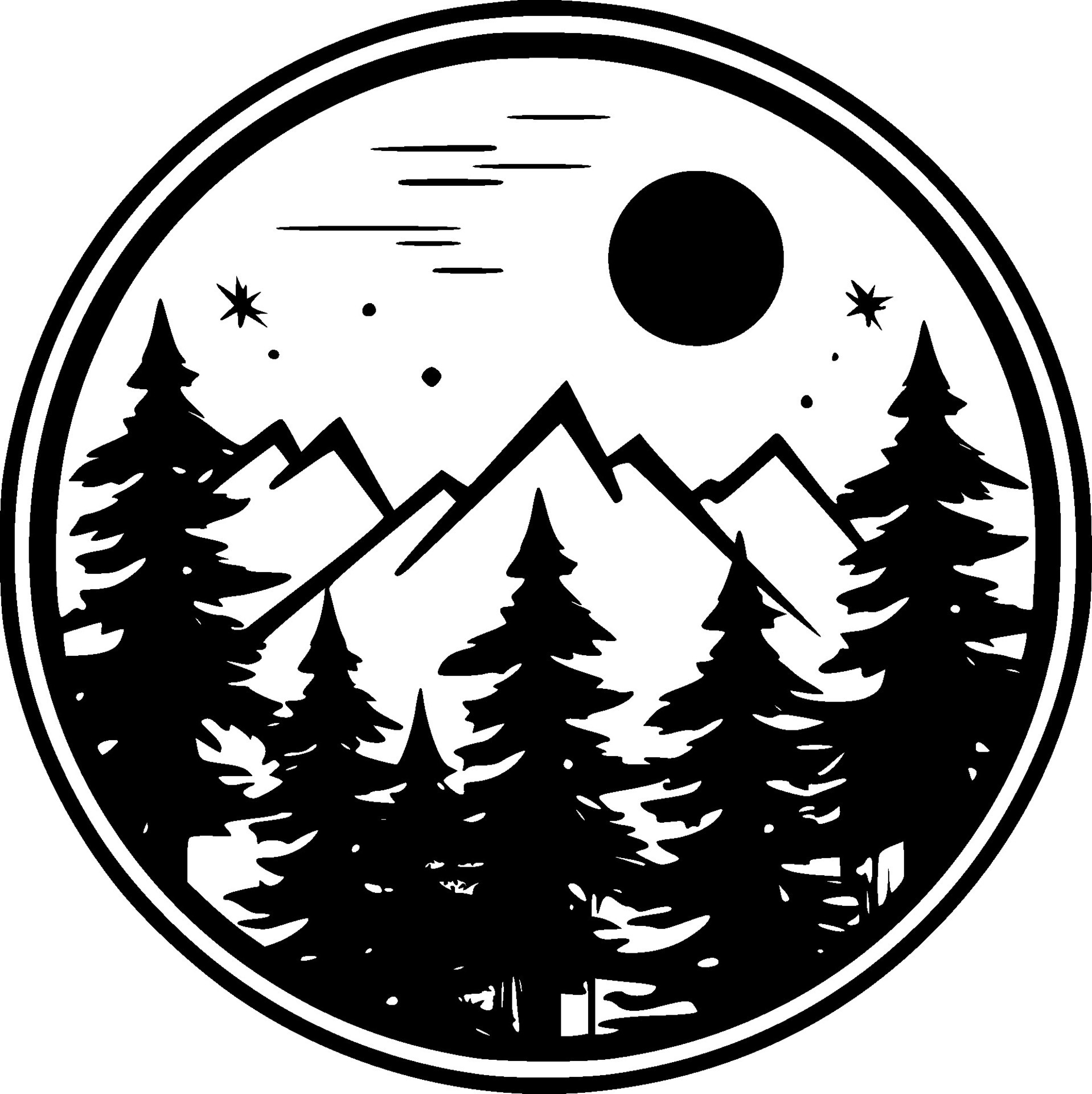 Forest - Black and White Isolated Icon - Vector illustration 26708718