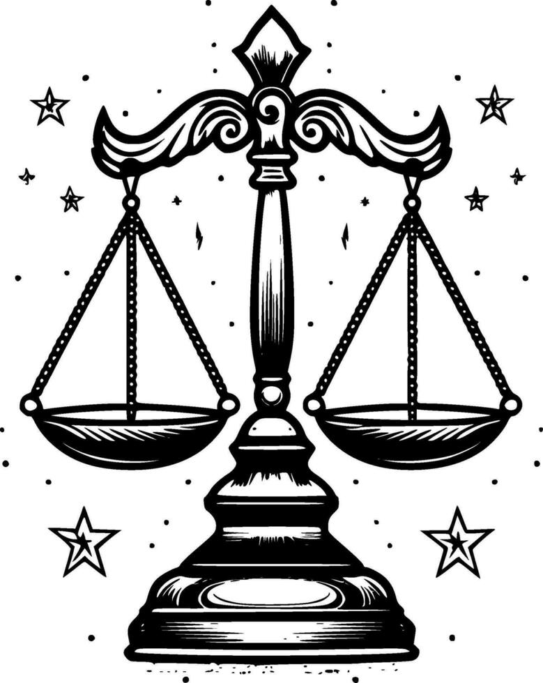 Justice, Minimalist and Simple Silhouette - Vector illustration