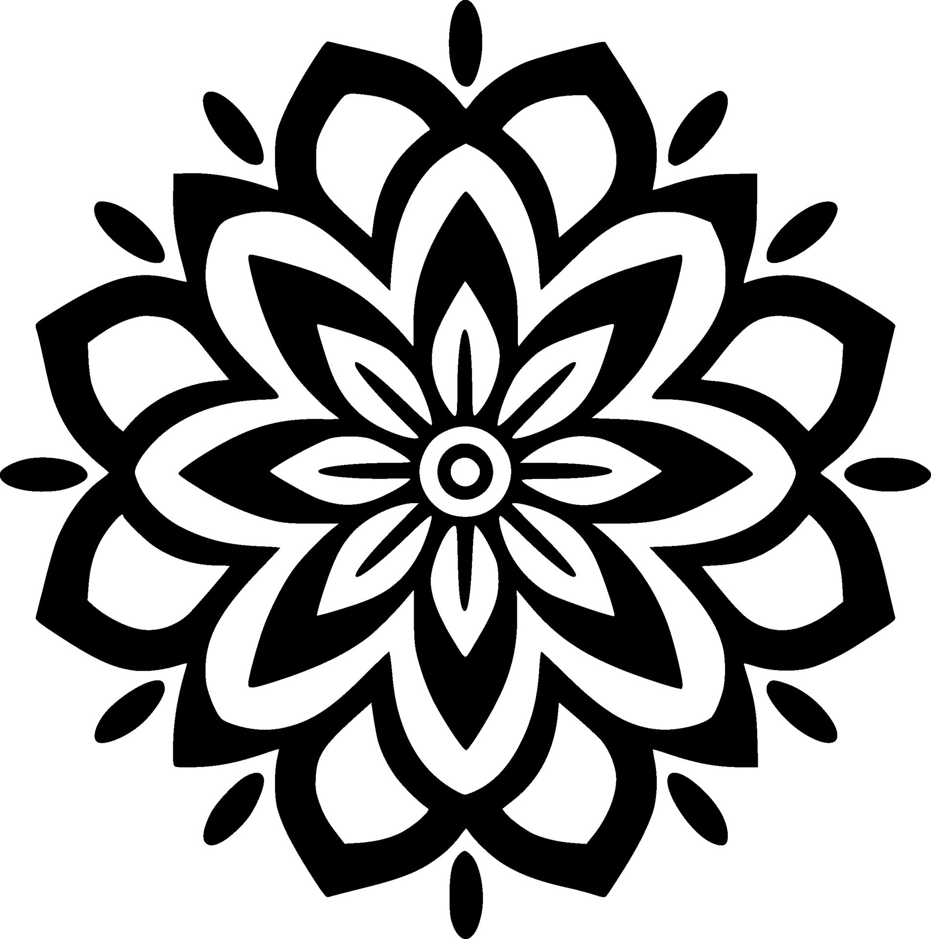 Mandala, Black and White Vector illustration 26708773 Vector Art at ...