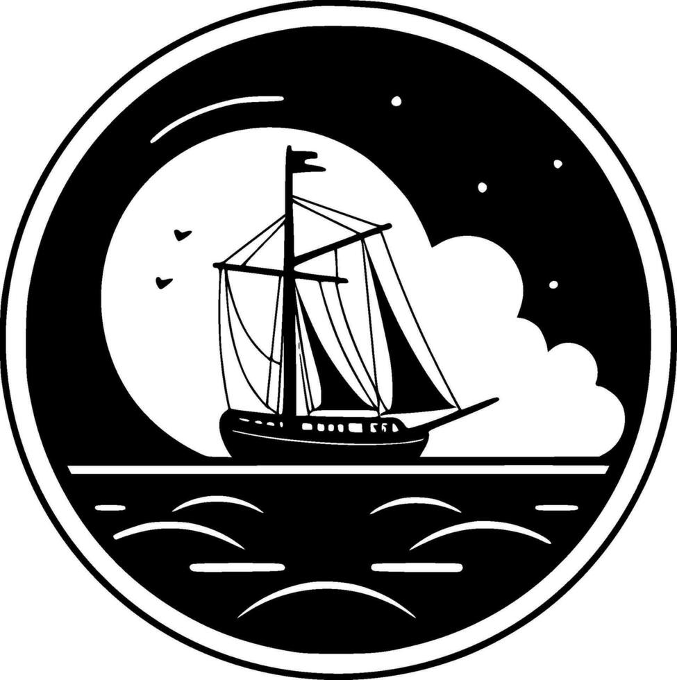 Nautical - Black and White Isolated Icon - Vector illustration