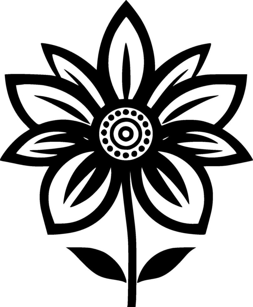 Flower - Black and White Isolated Icon - Vector illustration