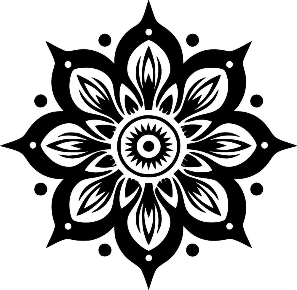 Mandala - Black and White Isolated Icon - Vector illustration