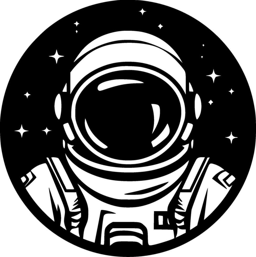 astronauta, negro y blanco vector ilustración