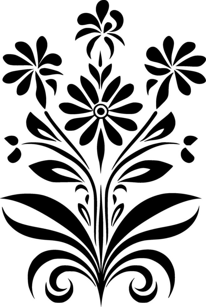 Flower, Black and White Vector illustration